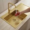 Pure.Sink Comfort PVD Gold Sink with Drainboard, 86x52 cm, Left-Side Faucet Wing, PCM5086LT-60